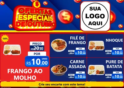 Modelo de Encarte para Encarte A4 Horizontal com o tema Ofertas Especiais de Outubro para Restaurante