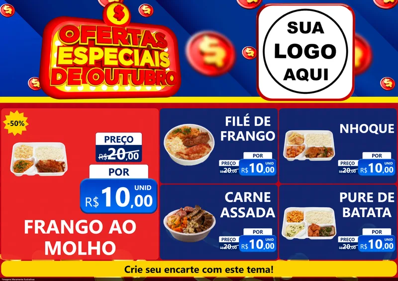 Modelo de Encarte para Encarte A4 Horizontal com o tema Ofertas Especiais de Outubro para Restaurante