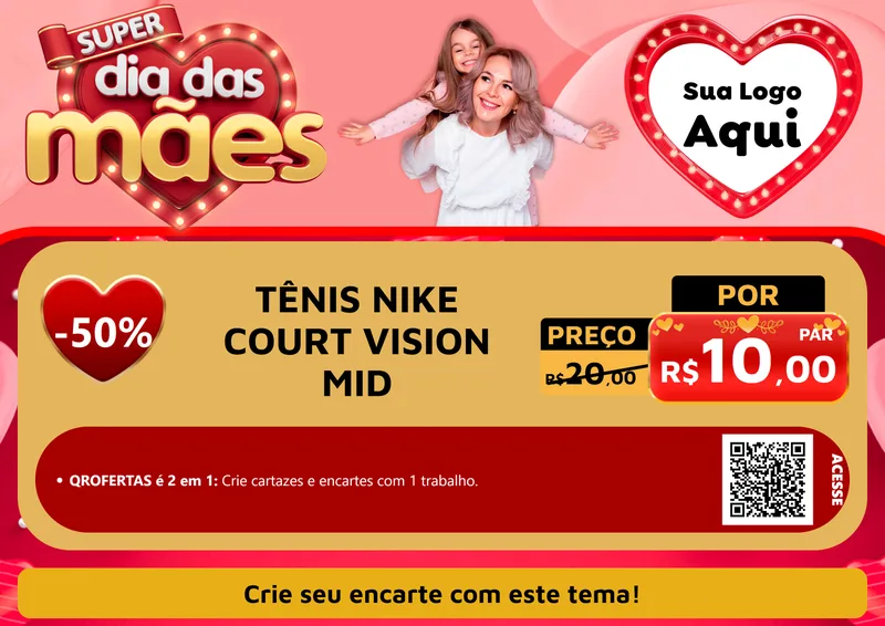 Modelo de Cartaz para Cartaz A4 Horizontal com o tema Super Dia Das Mães para Calçados