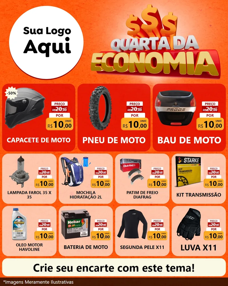 Modelo de Rede Social para Feed Instagram com o tema Quarta da Economia para Moto peças