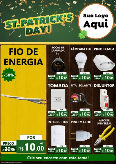 Modelo de Encarte para Encarte A4 Vertical com o tema St Patriks Day para Materiais Elétricos