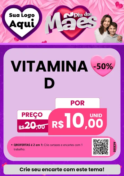 Modelo de Cartaz para Cartaz A4 Vertical com o tema Dia das Mães para Farmácia