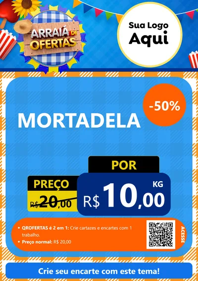 Modelo de Cartaz para Cartaz A4 Vertical com o tema Arraiá de Ofertas para Frios e Laticínios