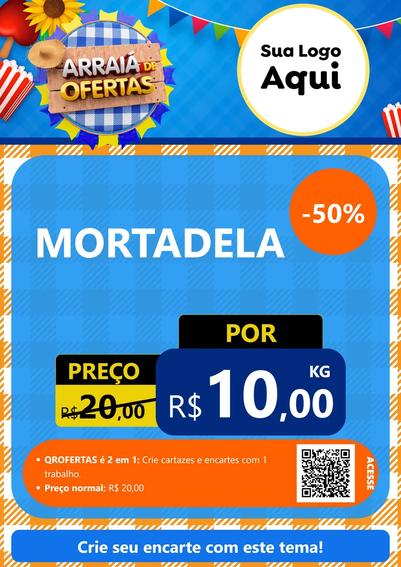 Modelo de Cartaz para Cartaz A4 Vertical com o tema Arraiá de Ofertas para Frios e Laticínios