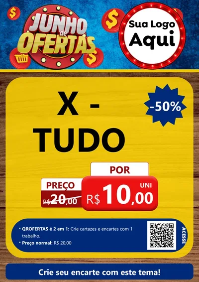 Modelo de Cartaz para Cartaz A4 Vertical com o tema Junho de Ofertas para Hamburgueria