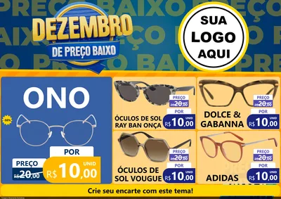 Modelo de Encarte para Encarte A4 Horizontal com o tema Dezembro de Preço Baixo para Óticas