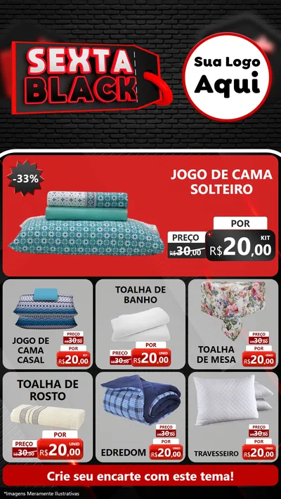Modelo de Rede Social para Stories com o tema Sexta Black para Cama, Mesa e Banho