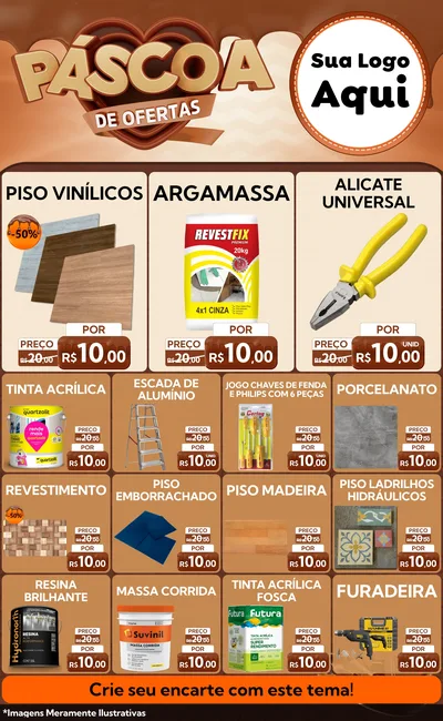 Modelo de Encarte para Encarte Grande com o tema Páscoa de Ofertas para Material para Construção