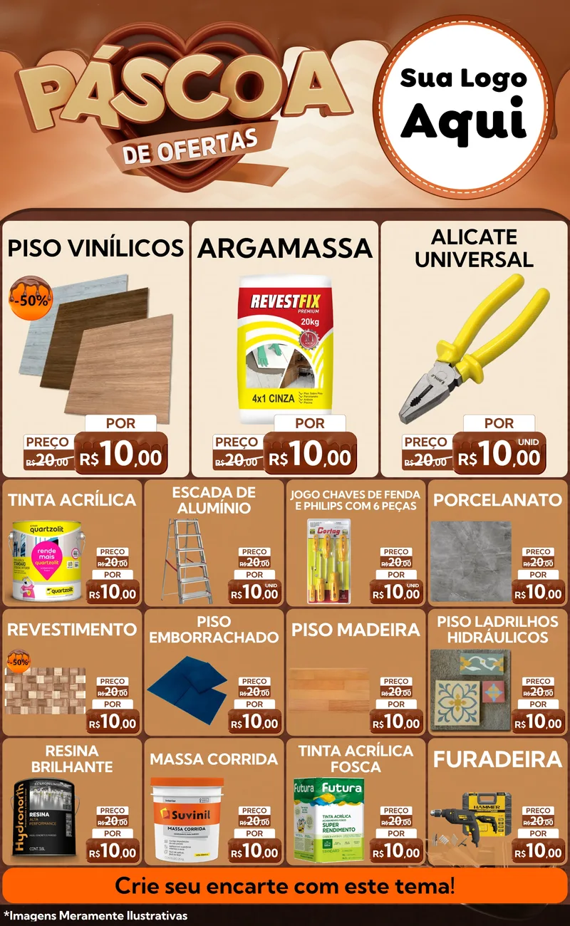 Modelo de Encarte para Encarte Grande com o tema Páscoa de Ofertas para Material para Construção