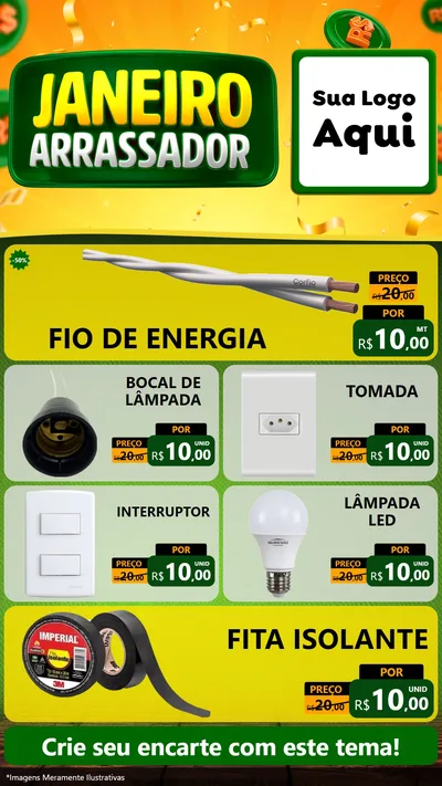 Modelo de TV para TV Vertical com o tema Janeiro Arrasador para Materiais Elétricos
