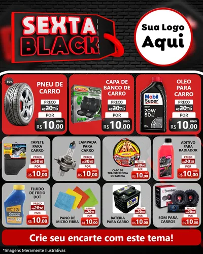 Modelo de Rede Social para Feed Instagram com o tema Sexta Black para Auto peças