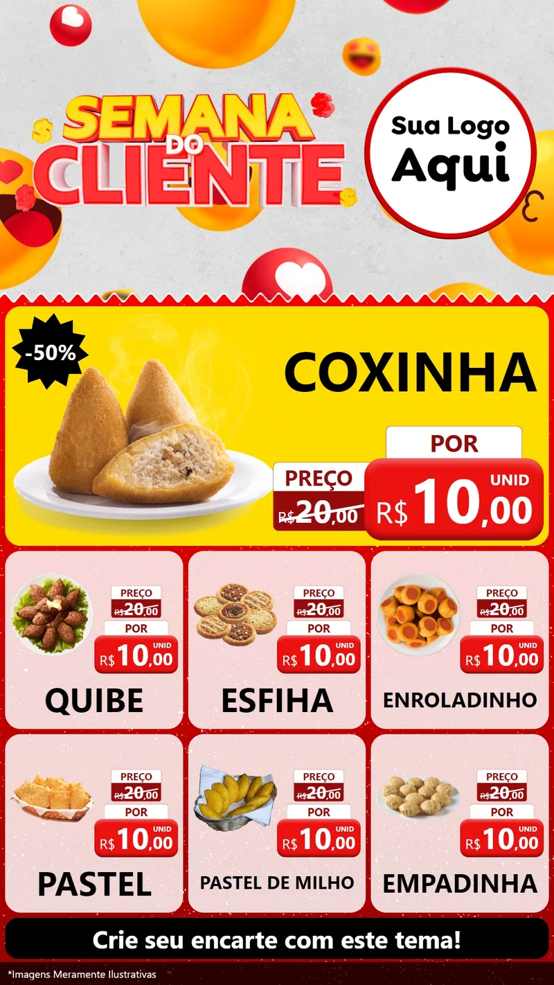 Modelo de Rede Social para Stories com o tema Semana do Cliente para Salgadaria