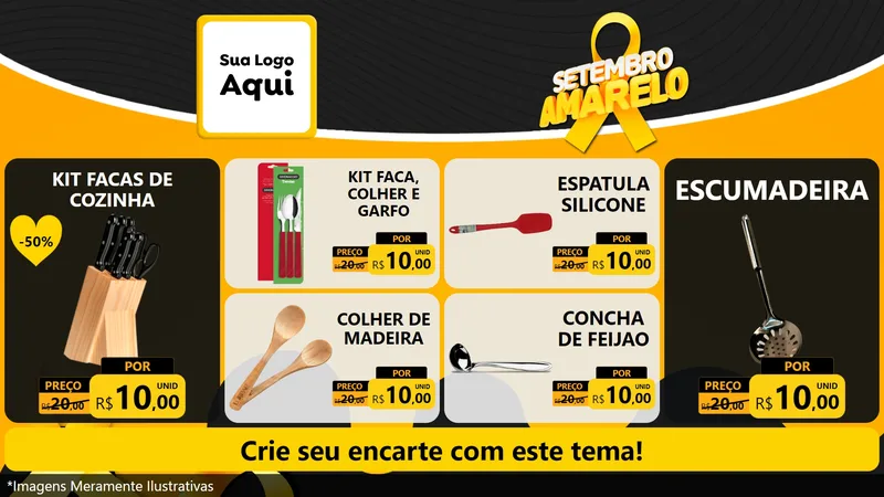 Modelo de TV para TV Horizontal com o tema Setembro Amarelo para Utilidades Domésticas