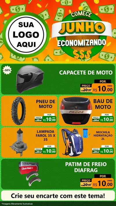 Modelo de TV para TV Vertical com o tema Comece Junho Economizando para Moto peças