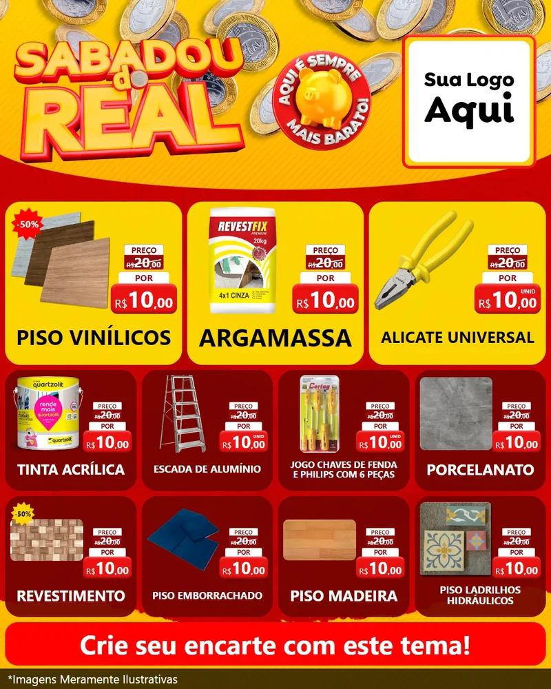 Modelo de Rede Social para Feed Instagram com o tema Sabadou do Real para Material para Construção