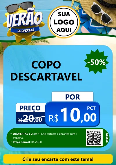Modelo de Cartaz para Cartaz A4 Vertical com o tema Verão de Ofertas para Embalagens