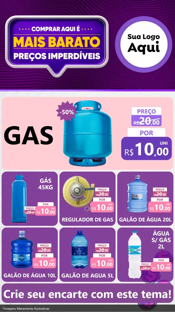 Modelo de Rede Social para Stories com o tema Mais Barato para Água e gás