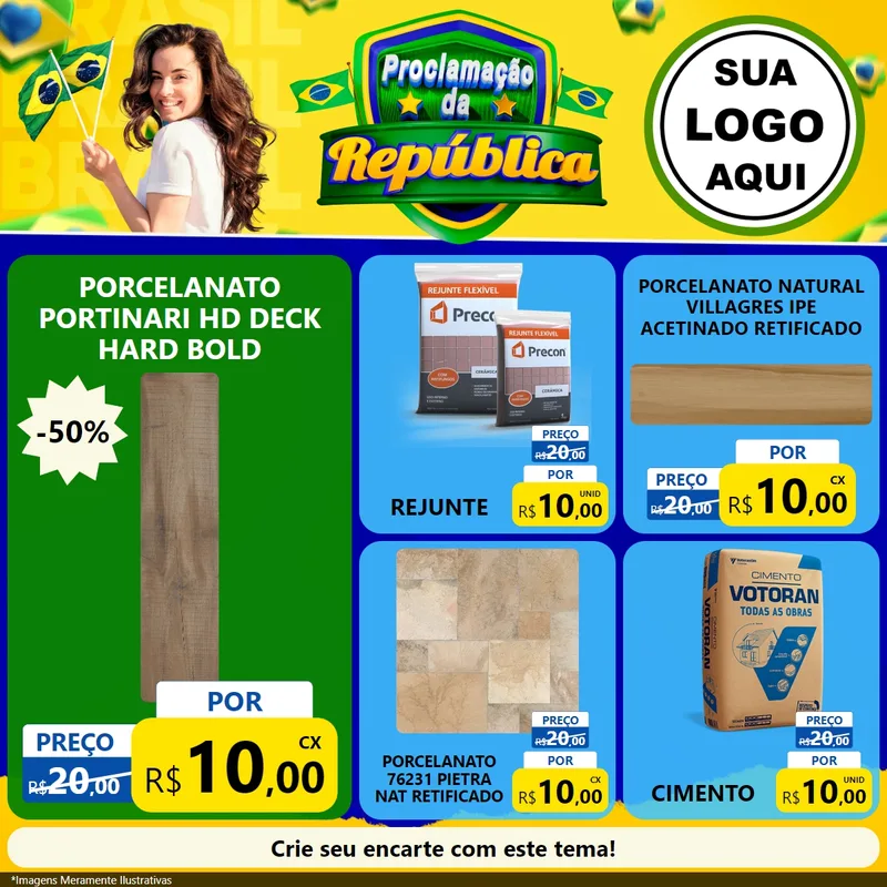 Modelo de Rede Social para Feed Facebook com o tema Proclamação da República para Pisos e revestimentos