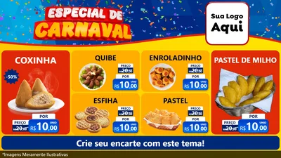 Modelo de TV para TV Horizontal com o tema Especial de Carnaval para Salgadaria