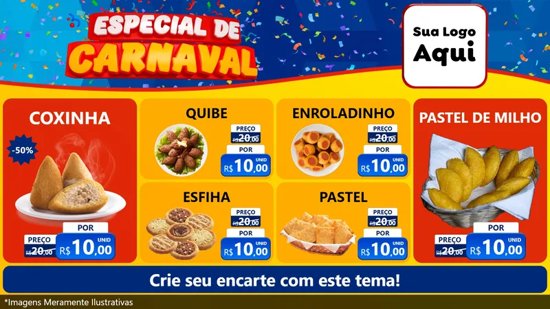 Modelo de TV para TV Horizontal com o tema Especial de Carnaval para Salgadaria