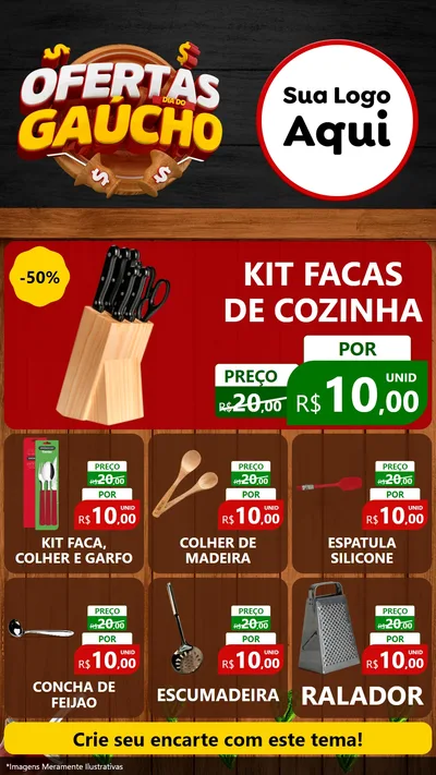 Modelo de Rede Social para Stories com o tema Ofertas Dia do Gaúcho para Utilidades Domésticas