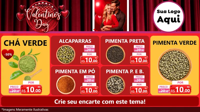 Modelo de TV para TV Horizontal com o tema Valentine's Day para Produtos Naturais