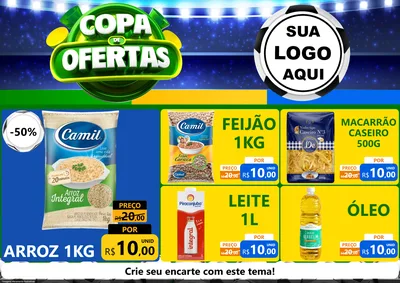 Modelo de Encarte para Encarte A4 Horizontal com o tema Copa de Ofertas para Supermercado
