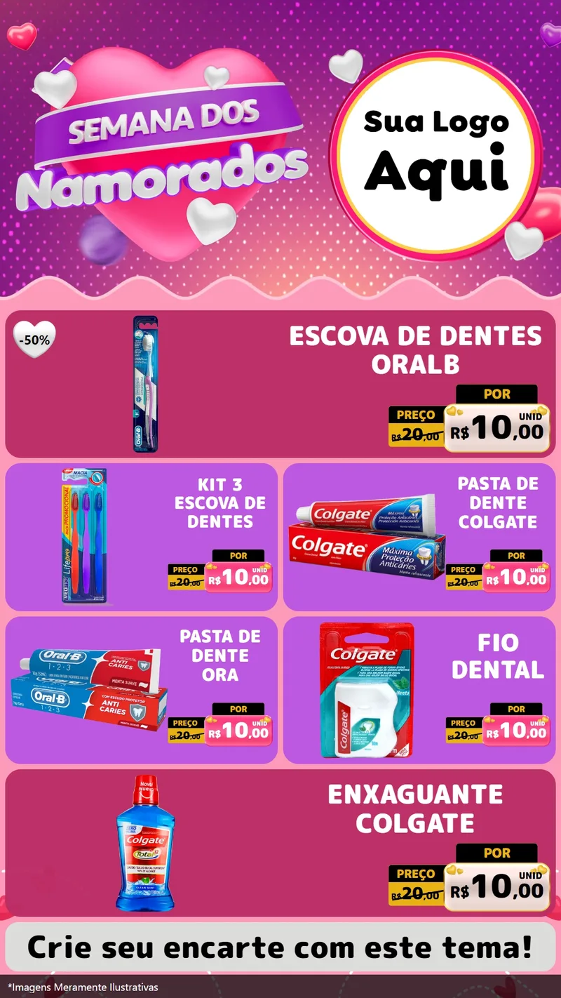Modelo de TV para TV Vertical com o tema Semana dos Namorados para Higiene Pessoal