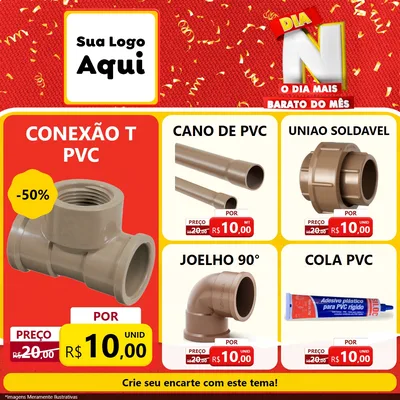 Modelo de Rede Social para Feed Facebook com o tema Dia N o Dia Mais Barato do Mês para Tubos e conexões