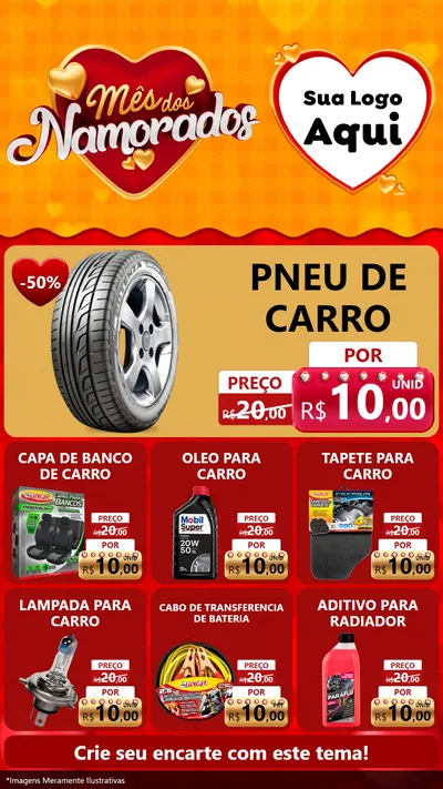 Modelo de Rede Social para Stories com o tema Mês dos Namorados para Auto peças