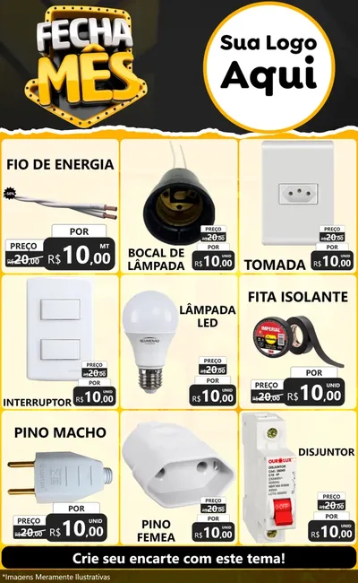 Modelo de Encarte para Encarte Grande com o tema Fecha Mês para Materiais Elétricos