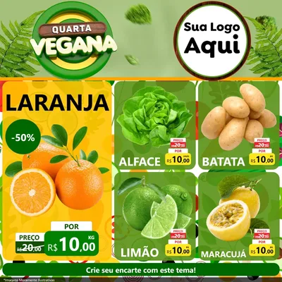 Modelo de Rede Social para Feed Facebook com o tema Quarta Vegana para Hortifrúti