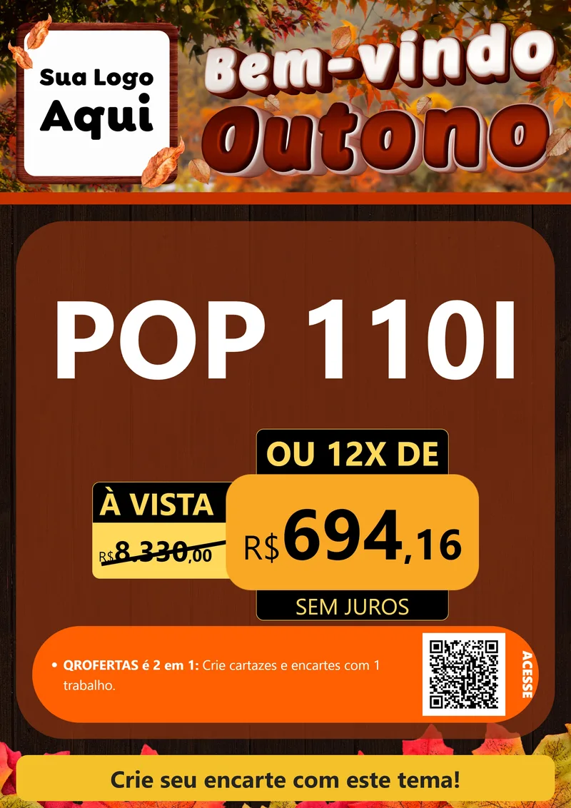 Modelo de Cartaz para Cartaz A4 Vertical com o tema Bem-vindo Outono para Concessionaria de Motos