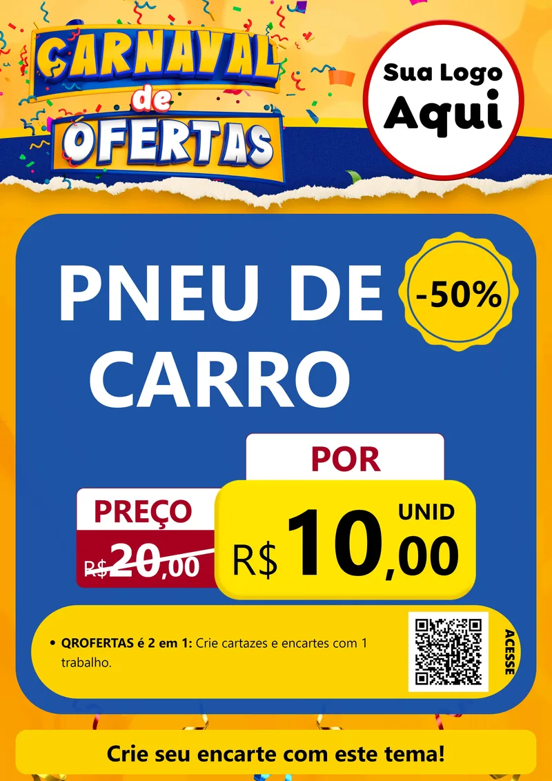 Modelo de Cartaz para Cartaz A4 Vertical com o tema Carnaval de Ofertas para Auto peças
