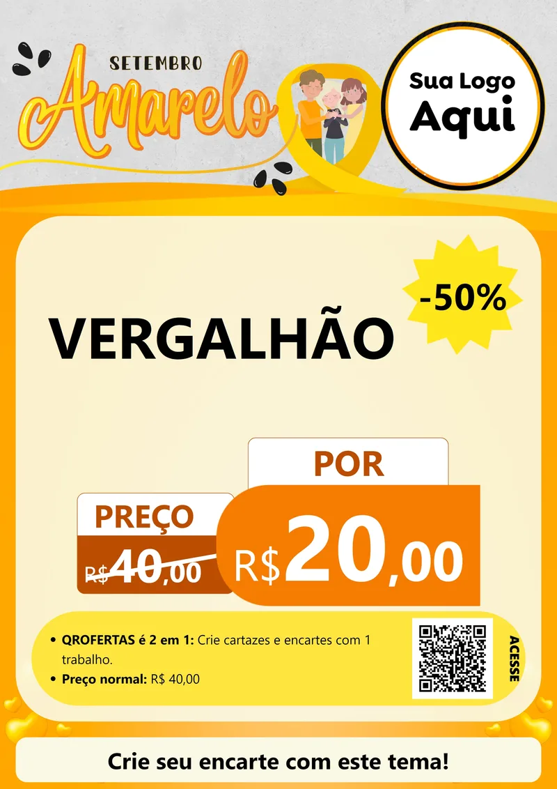 Modelo de Cartaz para Cartaz A4 Vertical com o tema Setembro Amarelo para Ferragens