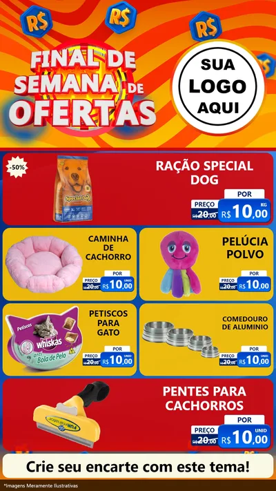Modelo de TV para TV Vertical com o tema Final de Semana de Ofertas para Pet Shop