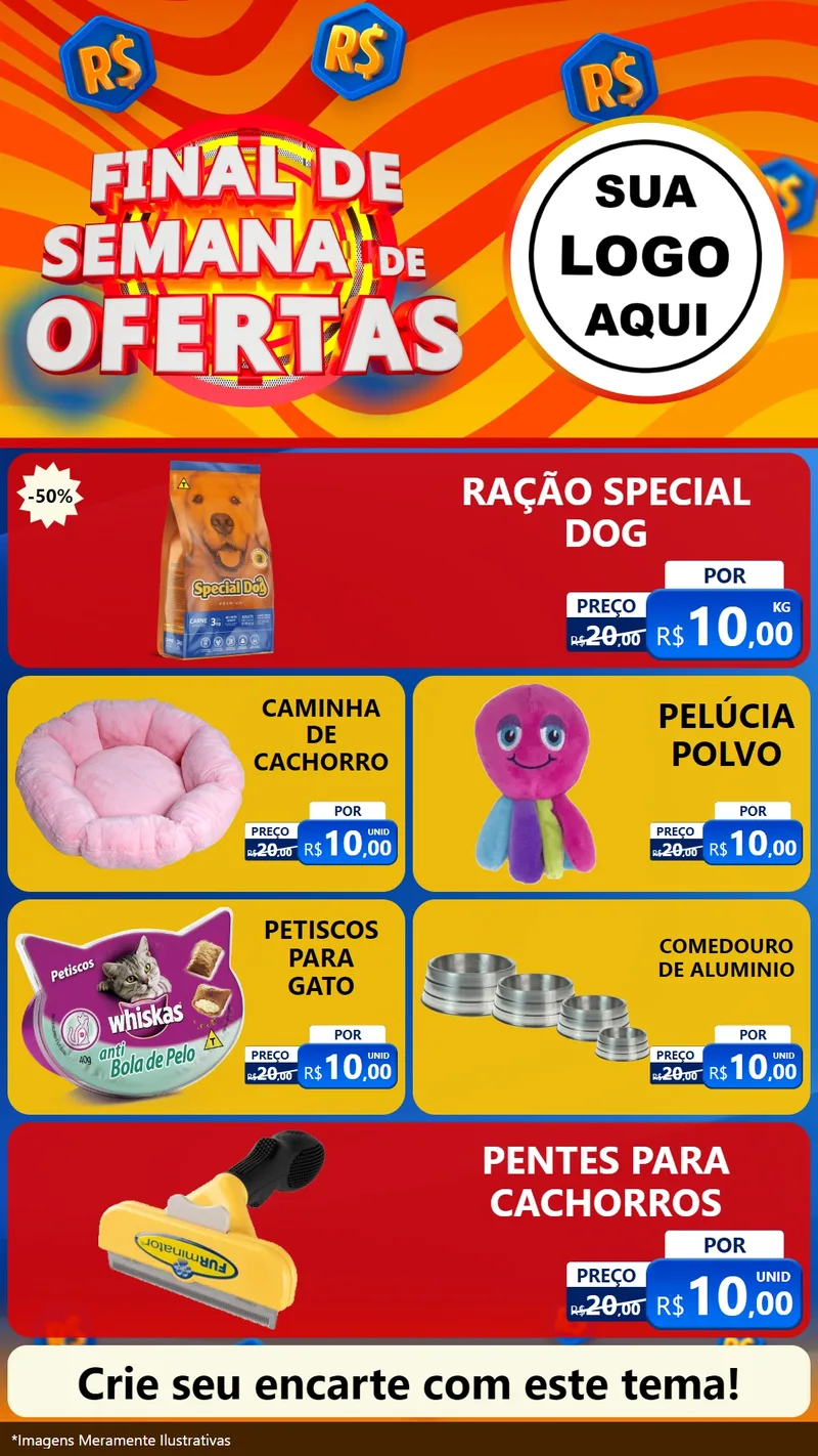 Modelo de TV para TV Vertical com o tema Final de Semana de Ofertas para Pet Shop