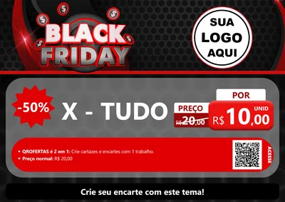 Modelo de Cartaz para Cartaz A4 Horizontal com o tema Black Friday para Hamburgueria