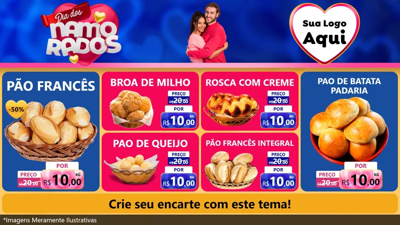 Modelo de TV para TV Horizontal com o tema Dia dos namorados para Padaria
