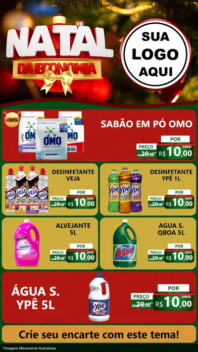 Modelo de TV para TV Vertical com o tema Natal da Economia para Produtos de Limpeza