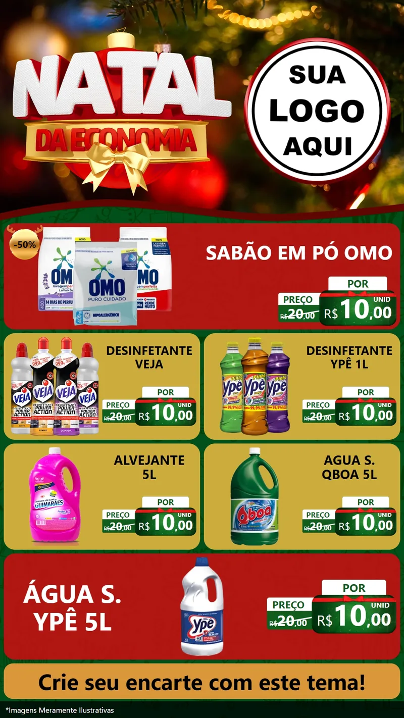 Modelo de TV para TV Vertical com o tema Natal da Economia para Produtos de Limpeza