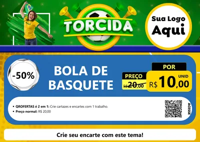 Modelo de Cartaz para Cartaz A4 Horizontal com o tema Torcida para Artigos Esportivos