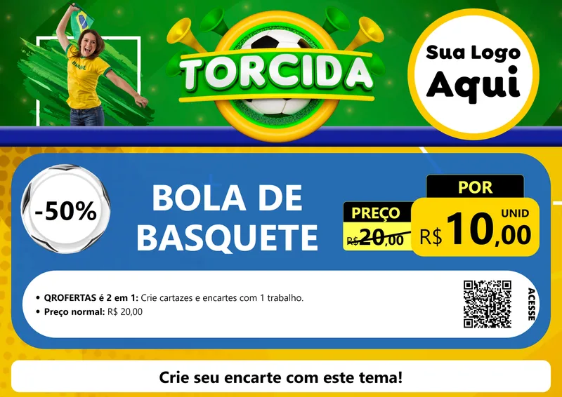 Modelo de Cartaz para Cartaz A4 Horizontal com o tema Torcida para Artigos Esportivos