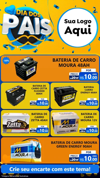 Modelo de TV para TV Vertical com o tema Dia dos Pais para Baterias Elétricas