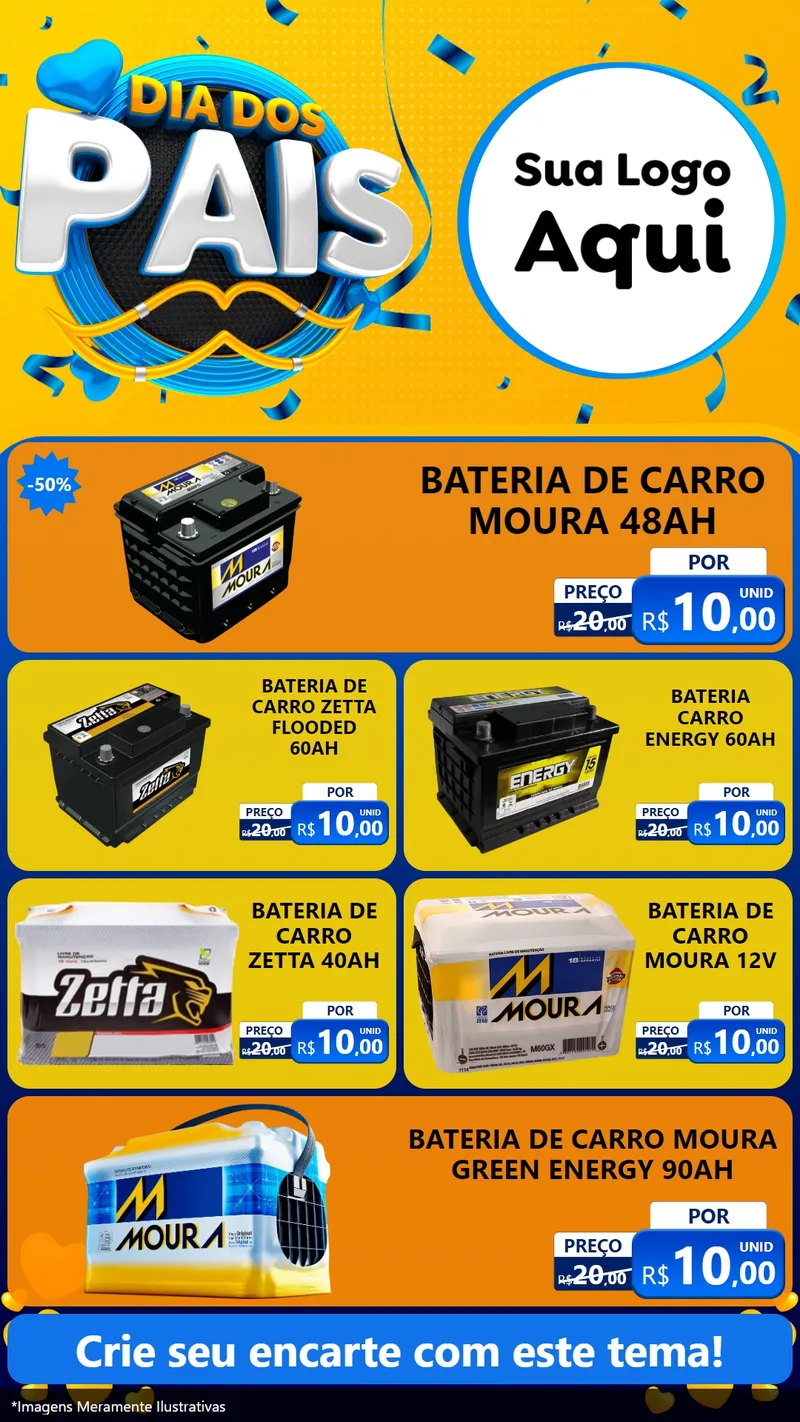 Modelo de TV para TV Vertical com o tema Dia dos Pais para Baterias Elétricas