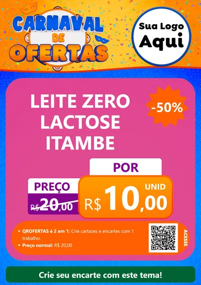 Modelo de Cartaz para Cartaz A4 Vertical com o tema Carnaval de Ofertas para Frios e Laticínios