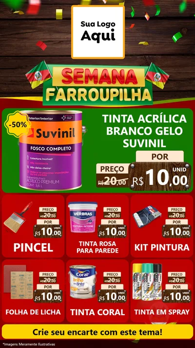 Modelo de Rede Social para Stories com o tema Semana Farroupilha para Tintas e Ferramentas