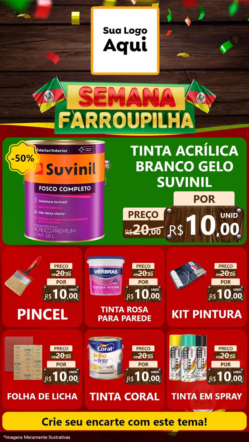 Modelo de Rede Social para Stories com o tema Semana Farroupilha para Tintas e Ferramentas