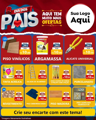 Modelo de Rede Social para Feed Instagram com o tema Dia dos Pais para Material para Construção