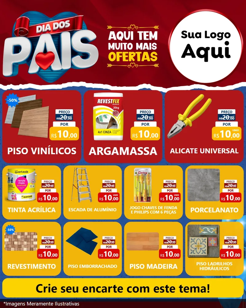Modelo de Rede Social para Feed Instagram com o tema Dia dos Pais para Material para Construção